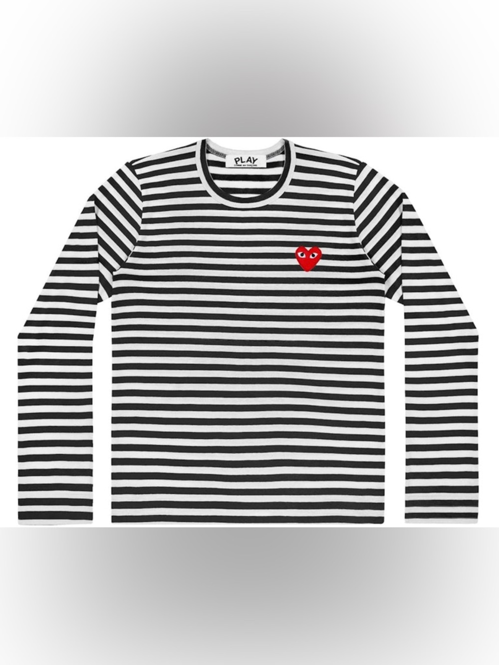 COMME des GARÇONS Play Black & White Striped Heart Logo Tee